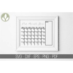 Monthly Calendar Svg - Blank Calendar Svg - Calendar Outline Svg - Calendar Stencil Svg - White board Svg - Calendar Svg