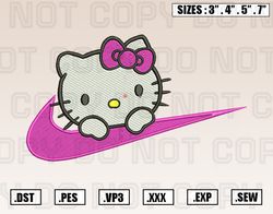 Nike Hello Kitty Girl Embroidery Machine Designs Instant Digital Download Pes File