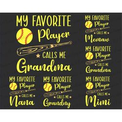 Bundle My Favorite Player Calls Me Grandma SVG, Happy Mother Day, Mother's Day Svg, Mommy Svg, Mom Life Svg, Softball Mo