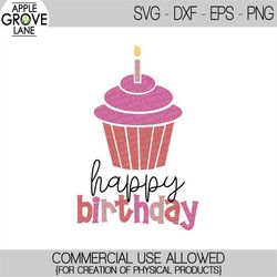 Happy Birthday Svg, Cupcake Svg, Birthday Cake Svg, Birthday Party Svg, Birthday Card Svg, Birthday Tag, Birthday Clipar