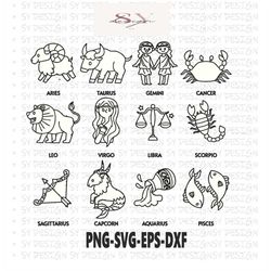 Zodiac Signs SVG - Zodiac Traits SVG Cut File - Commercial use - Silhouette - Cricut - Printing - Dxf, Eps, Png, Ai, Svg