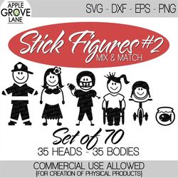 Stick Figure People 2 - Mix and Match Svg Cut Files - Stick People Svg - Stick Family Svg - Stick Figures Svg - Svg Eps