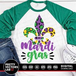 Mardi Gras Svg, Fleur de Lis Svg, Dxf, Eps, Png, Leopard Print Cut File, Louisiana Clipart, Woman Shirt Design, Girls Sv