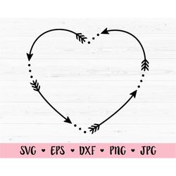 Arrow Heart SVG cut file Heart Arrow Monogram frame cutting file Circle arrows Boho Tribal arrows Valentine Wedding Silh