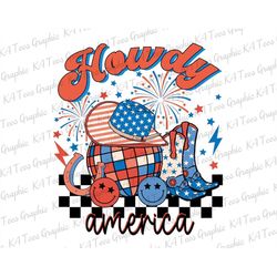 Howdy America PNG, 4th Of July Sublimation, Howdy 4th of July Png, American Cowboy Png, Western png, Retro png, American