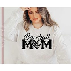 Baseball Mom Svg, Baseball Mama Svg, Leopard Heart Svg, Mom Life Shirt Design Cut File for Cricut, Silhouette Eps Dxf Pd