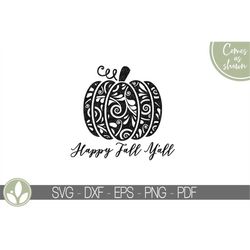 Happy Fall Svg - Floral Pumpkin SVG - Fall Svg - Fall Y'all Svg - Fall Pumpkin SVG - Decorative Pumpkin Svg - Halloween