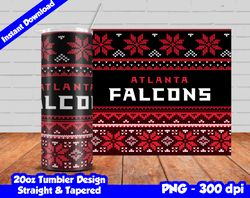 Falcons Tumbler Design PNG, 20oz Skinny Tumbler Sublimation Template, Falcons Tumbler Straight and Tapered Design,