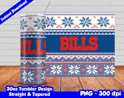 Bills Tumbler Design PNG, 20oz Skinny Tumbler Sublimation Template, Bills Tumbler Straight and Tapered Design,