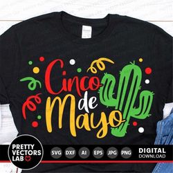 Cinco de Mayo Svg, Happy Cinco De Mayo Svg, Dxf, Eps, Png, Fiesta Sayings Cut Files, Mexico Svg, Cactus Clipart, Kids Sv