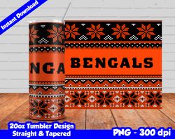 Bengals Tumbler Design PNG, 20oz Skinny Tumbler Sublimation Template, Bengals Tumbler Straight and Tapered Design,