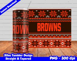 Browns Tumbler Design PNG, 20oz Skinny Tumbler Sublimation Template, Browns Tumbler Straight and Tapered Design,