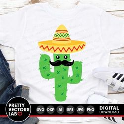 cactus svg, cactus with mustache svg, cinco de mayo cut files, funny cactus svg, dxf, eps, png, mexican clipart, kids sv