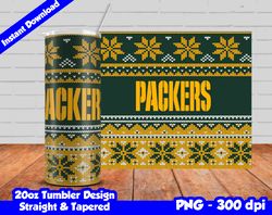 Packers Tumbler Design PNG, 20oz Skinny Tumbler Sublimation Template, Packers Tumbler Straight and Tapered Design,