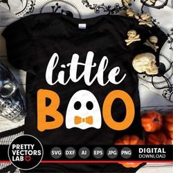 Little Boo Svg, Halloween Cut Files, Boy Ghost Svg Dxf Eps Png, Kids Svg, Baby Costume, Little Boys Svg, Newborn Clipart