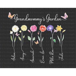 Personalized Grandmommys Garden Png, Birth Month Flowers Clipart, Mother's Day Png, Personalized Gift For Grandmother Pn