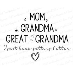 Mom Grandma Great Grandma SVG,  Mom Svg, Mama Shirt Svg, Mother's Day Svg, Mama Cut Files, Trendy Png SVG Files