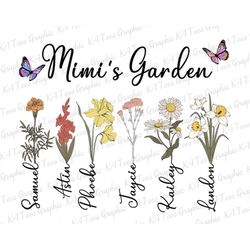 personalized mimi's garden png, birth month flowers clipart, mother's day png, personalized gift for grandma png, custom