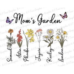 personalized mom's garden png, birth month flowers clipart, mother's day png, personalized gift for grandma png, custom