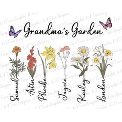 Personalized Grandma's Garden Png, Birth Month Flowers Clipart, Mother's Day Png, Personalized Gift For Grandmother Png,