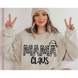 Mama Claus SVG, Christmas SVG, Christmas Mama - Mom SVG Png Cut File T Shirt Design, Leopard Print Cricut, Silhouette Ep