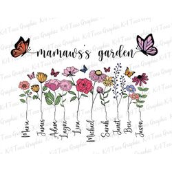 Personalized Mamaws's Garden Png, Mamaws Flowers Clipart, Mother's Day Png, Personalized Gift For Grandmother Png, Custo