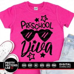 Preschool Diva Svg, Back To School Cut File, Preschool Shirt Design, Girls Svg Dxf Eps Png, Kids, First Day of School Sv