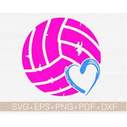 Volleyball Svg with Heart, Volleyball Vector Clipart, Cut File, Svg Files for Cricut, Volleyball Printable Png,Eps,Pdf,D