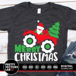 Christmas Tree Truck Svg, Monster Truck Svg, Merry Christmas Svg, Santa Svg Dxf Eps Png, Kids Cut Files, Holiday Clipart