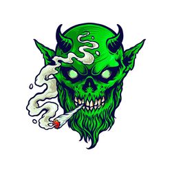 Angry Devil Marijuana Smoke Svg, Cannabis Svg, Devil Marijuana Svg