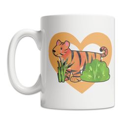 tiger heart mug | i love tigers mug | kawaii tiger mug | tiger lover mug | cute tiger mug | cute tiger gift idea