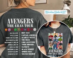 Avengers Eras Tour shirt, Two-sided Marvel Movies Comfort Colors Shirt, Superhero Family Shirt, Matching Avengers Shirt