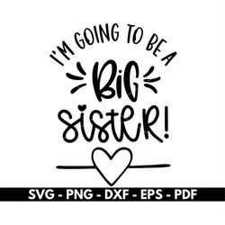 I'm going to be a big sister svg, Sister svg, T shirt design svg, Cricut and Silhouette files, Cut files, Vector, Instan