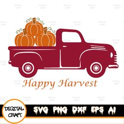 Pumpkin Harvest Truck, Pumpkin Truck- Instant digital download, PNG, JPG, fall clipart, hand drawn, clipart