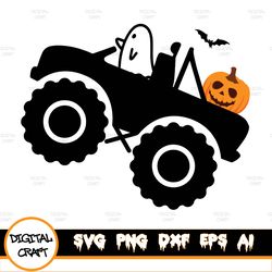 Ghost Monster Truck, Boys Halloween, Halloween Pumpkin Truck Svg, Png, Monster Truck, Pumpkin Crusher Smasher, Ghost Mon