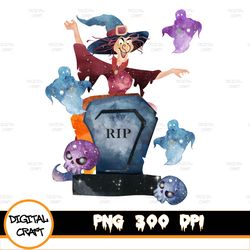 Halloween Witch Watercolor Clipart, Halloween Owl Png Sublimation Design,Spooky Pumpkin Png,Halloween Pumpkin Sublimatio