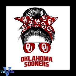 Oklahoma Sooners Mom Messy Bun Svg, American Football Sooners Fan Svg