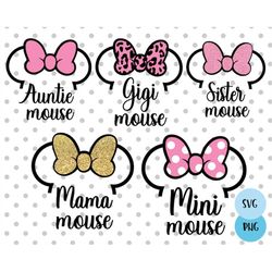 Girls Trip Mouse SVG Bundle, Mouse Head SVG, Mouse bow svg, Family trip svg, Mini Mouse svg, Gigi mouse svg, sister mous