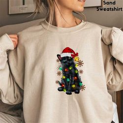 Black Cat Sweatshirt, Cat Lover Sweatshirt, Cat Lover Gift, Cats Hiding Sweater, Gift For Cat Lover, Youth Christmas Hoo