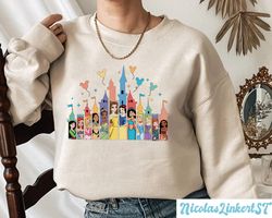 Disney Princess Castle Sweatshirt, Disney Family Vacation Shirt, Cinderella Belle Ariel Rapunzel Moana hoodie, Magic Kin