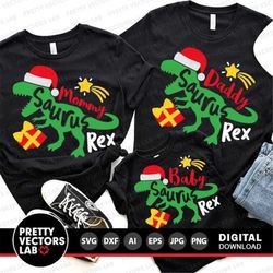 Christmas Dinosaurs Svg, Daddy, Mommy, Baby Saurus Svg Dxf Eps Png, Santasaurus Rex Cut Files, Matching Family Shirts Sv