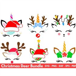 Christmas Reindeer Faces SVG Bundle, Reindeer SVG, Girl Reindeer SVG, Boy Reindeer Svg, Christmas 2022 Svg, Cute Reindee