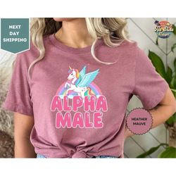 ironic alpha male unicorn rainbow, funny t-shirt, funny graphic tee, offensive tee, weird shirt