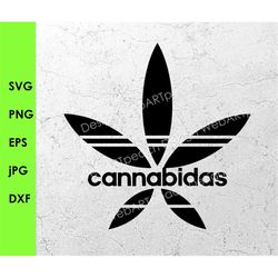Cannabidas logo svg Instant digital Download - SVG, PNG for Cricut, HTV Projects - Cannabis Tre Foil, Leaf Sports Brand,