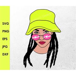 Afro girl svg,Afro woman Sunglasses svg png dxf, Afro dreadlocks hat  svg,Afro lady, Beautiful hair,Printable Print file