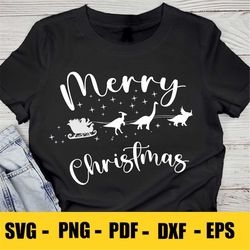 Dinosaur Christmas SVG, Merry Christmas SVG, Santa Sleigh SVG, Kids Christmas Svg, Winter Svg, Png, Cricut, Sublimation