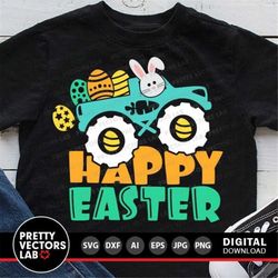 Easter Monster Truck Svg, Happy Easter Svg, Boys Truck with Bunny Svg Dxf Eps Png, Easter Eggs Clipart, Kids Shirt Desig