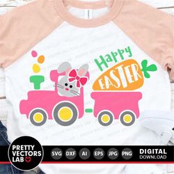 Easter Train with Carrot Svg, Bunny Cut Files, Happy Easter Svg Dxf Eps Png, Girls Clipart, Kids Shirt Design, Baby Svg,