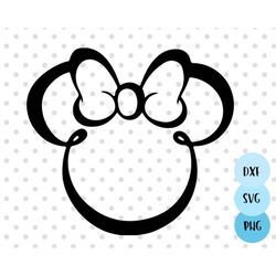 Mouse Head SVG, Mouse bow svg, Mouse head silhouette, Family trip svg