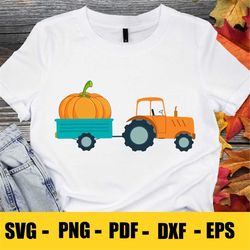 Tractor with pumpkin. Tractor pulling large pumpkin. Fall. Autumn. Thanksgiving. Digital Design. Halloween svg. Cut file